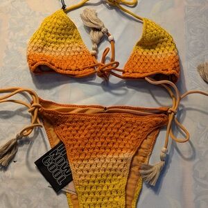 Women's Crochet Bikini - Orange and Yellow